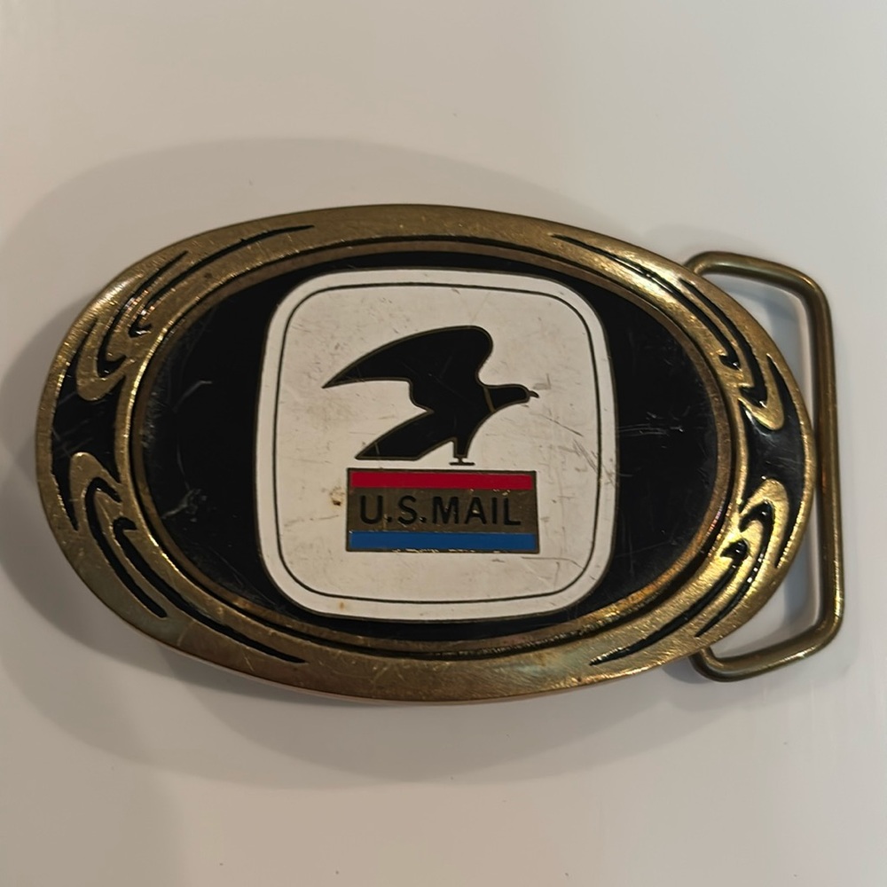 Vintage 1983 US Mail solid brass belt buckle